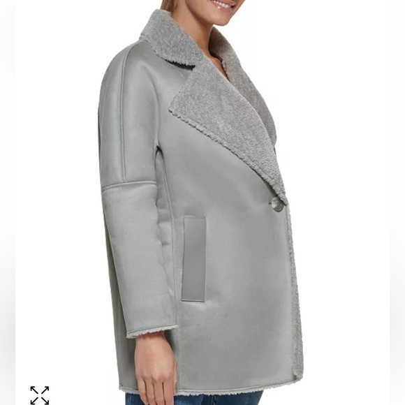 Calvin Klein Faux Shearling Coat, Gray, Size: XS, *NWT* - Picture 9 of 11